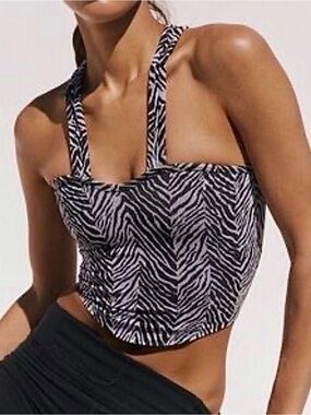 Free People Movement Flutter Kick Athletic Top, Black & White Zebra, NWOT, XS/S